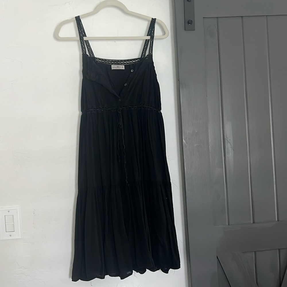 Natural life sleeveless black midi dress with lace detailing